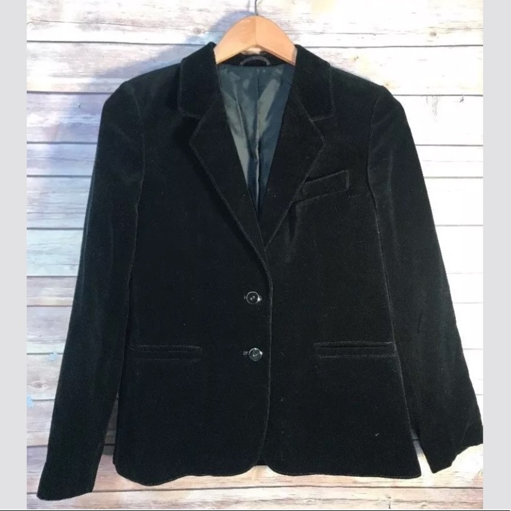 Kreation Karner Black Velvet Blazer SZ M 2 Button